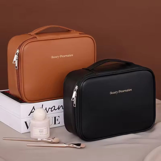Women'S Cosmetic Bag Makeup Bag Double Layer Large Capacity Luxury Cosmetics Organizer Travel Essentials Women'S Cosmetic Bag