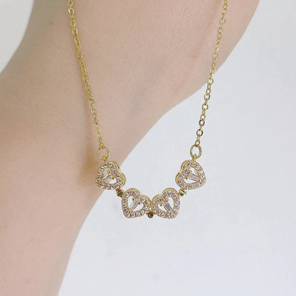 Creative Magnetic Folding Heart-Shaped Four-Leaf Clover Pendant Necklace Popular Jewelry Two Ways to Wear Unusual Party Gift