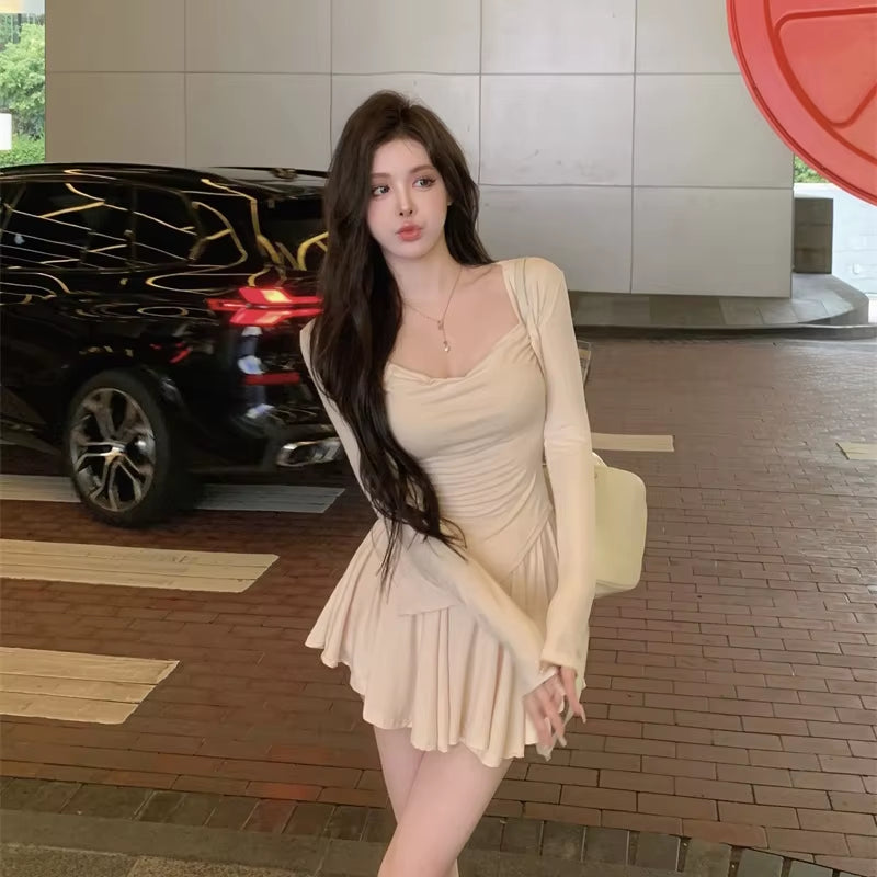 Korean Style Set Women Sun Protection Cardigan Camisole Top and Pleated Skirt Three-Piece Suit