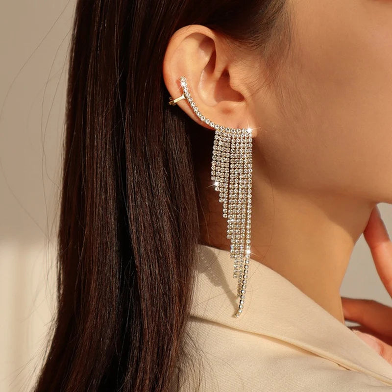 Gold Silver Color Metal Butterfly Ear Clips without Piercing for Women Sparkling Zircon Ear Cuff Clip Earrings Wedding Jewelry