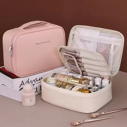 Women'S Cosmetic Bag Makeup Bag Double Layer Large Capacity Luxury Cosmetics Organizer Travel Essentials Women'S Cosmetic Bag