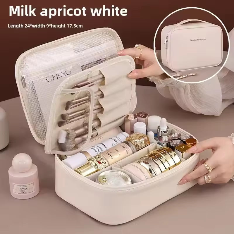 Women'S Cosmetic Bag Makeup Bag Double Layer Large Capacity Luxury Cosmetics Organizer Travel Essentials Women'S Cosmetic Bag